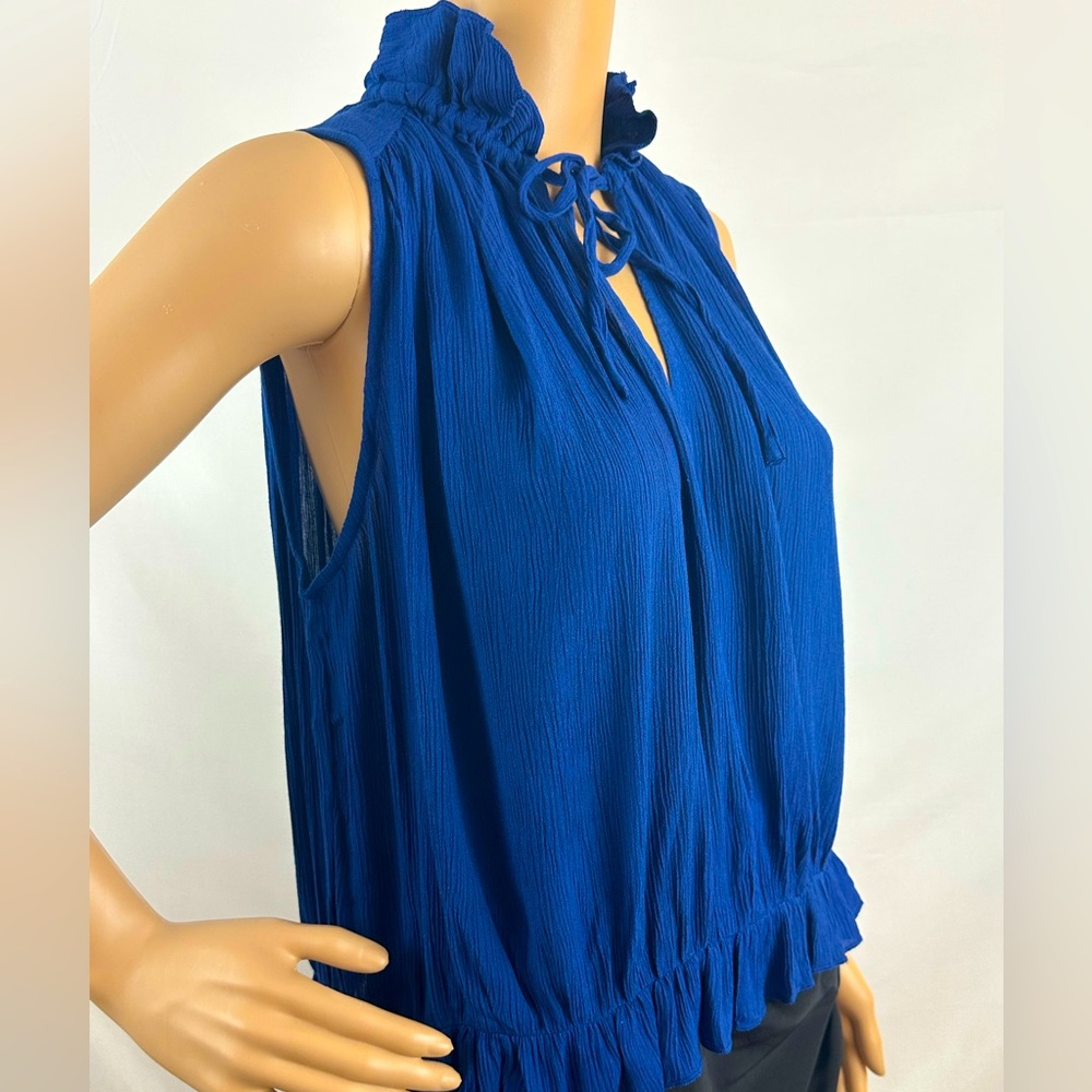 Rebecca Minkoff  Sexy Sapphire Blue Sleeveless Keyhole Front Crepe Rayon…
